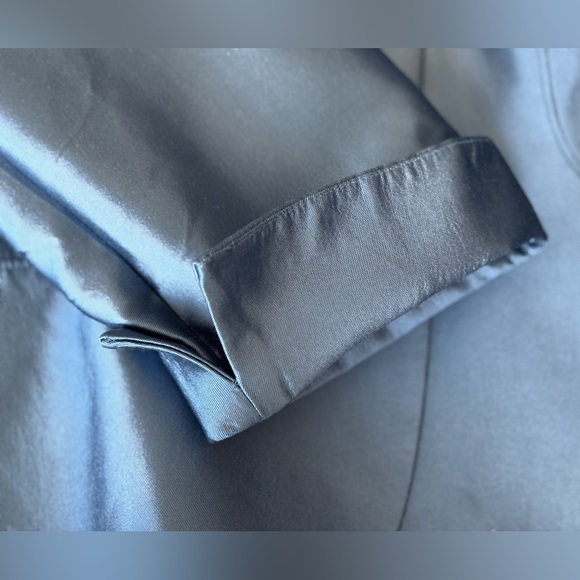 Lily & Taylor Blue Silk Wool 2pc Skirt Suit w/Floral Rosette Lace Brocade NWT 14 - Picture 5 of 16